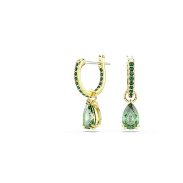 Swarovski Attract Drop-Ohrhänger, Grüne, Vergoldete Ohrringe mit Strahlenden Swarovski Kristallen im Tropfenschliff im Sale